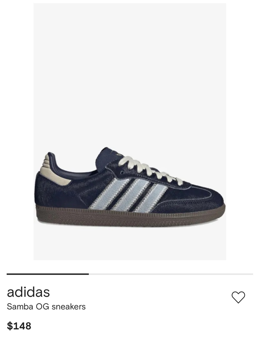 adidas Navy calf hair Sneakers with White Stripes